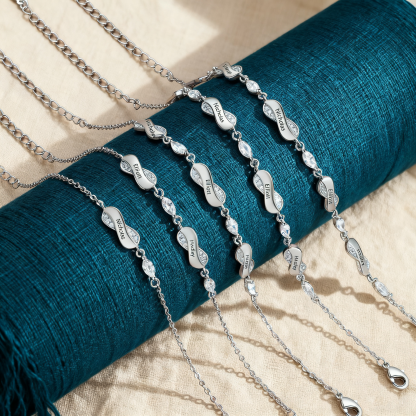 Personalized Elegant Name Bracelet with Crystal Accents – Custom 4 Names Jewelry Gift for Her | Jessemade