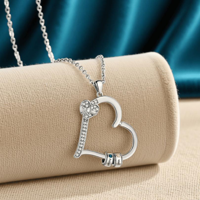 2-5 Names & Birthstones - Personalized Heart Birthstone Necklace - Custom Necklace Gift for Mom - Mother's Day | Jessemade