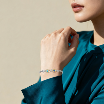 2-4 Birthstones & Names - Personalized Birthstone Beautiful Bracelet Gift for Her