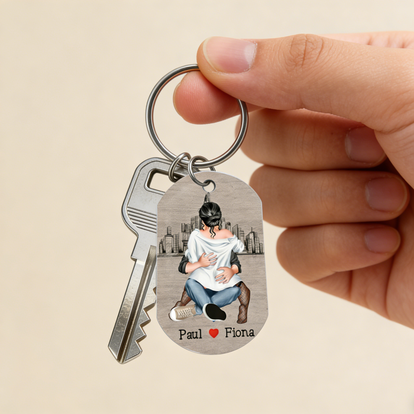 Personalized Couple Keychain with Custom 2 Names Get Home Safe Keyring Valentine's Day Gift Set for Him | Jessemade