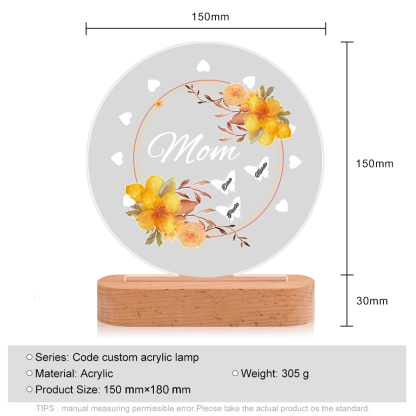 3 Name-Personalized Home Night Light Customized Family Member Names with LED Lighting Bedroom Decor for Mom