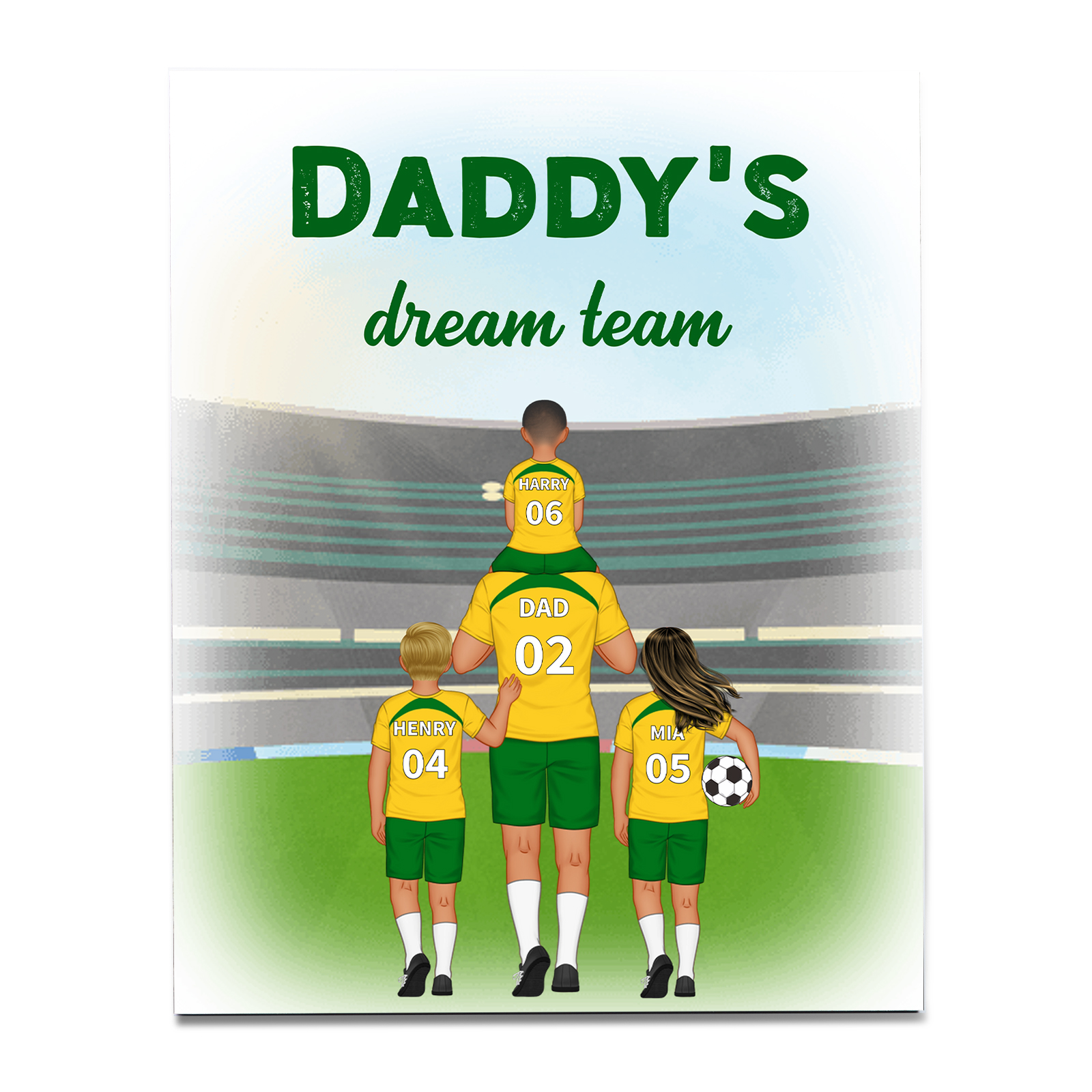 To My Dad - Wooden Frame Dad's Football Team 2-9 Personalized Name with Text