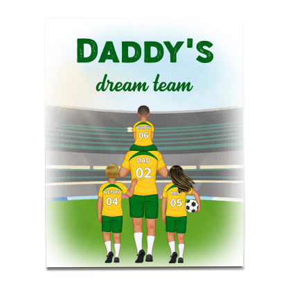 To My Dad - Wooden Frame Dad's Football Team 2-9 Personalized Name with Text