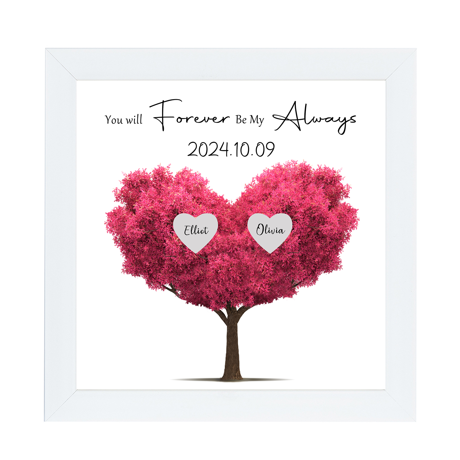 Personalized Love Tree Plastic Photo Frame with 2 Names & Date – Valentine's Gift for Couple | Jessemade