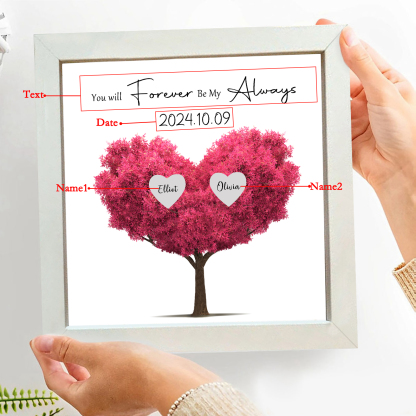 Personalized Love Tree Plastic Photo Frame with 2 Names & Date – Valentine's Gift for Couple | Jessemade