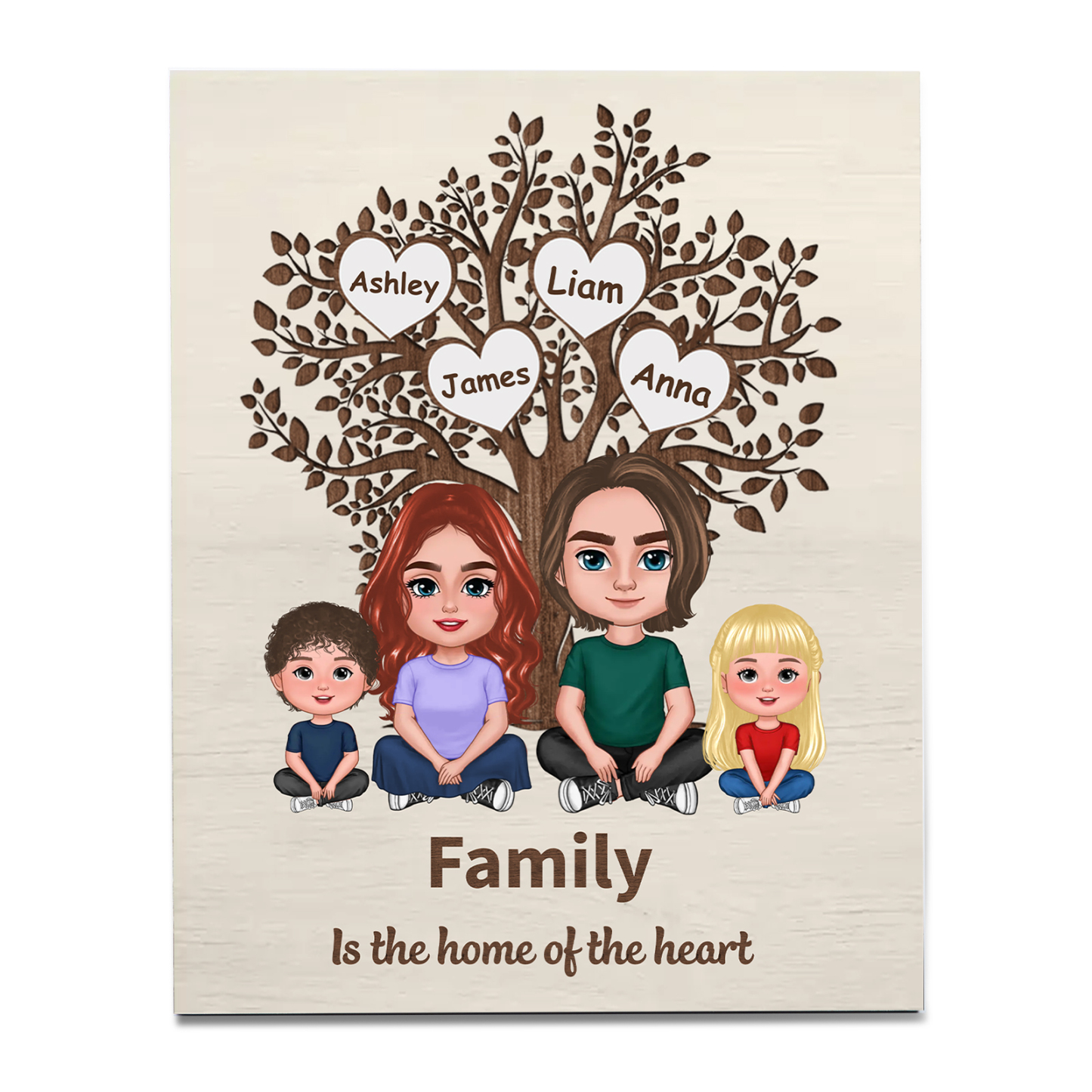 Personalized Family Tree Board Painting- 3 Customized Name, Exquisite Wooden Decorations For Mom