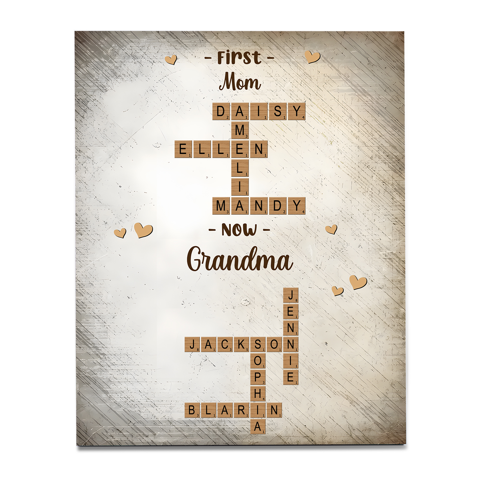 Personalized Wooden Name Crossword – Custom Word Puzzle Print for Mom - Mother’s Day
