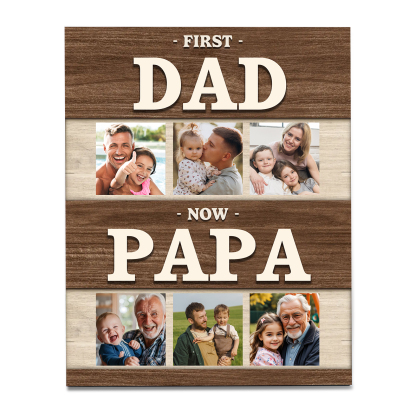 Custom Wooden Plaque for Dad or Papa, Family Photo Gift Ornaments - Wood Frame For Father's Day