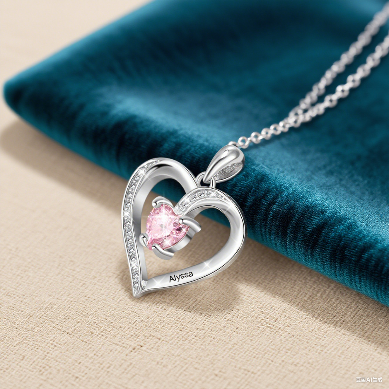 Personalized Name Heart Silver Necklace with Birthstone and Name Beautiful Gift for Her