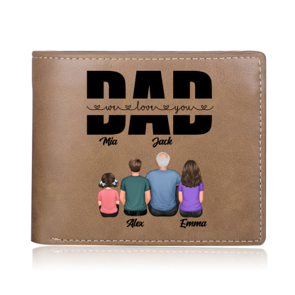 Personalized Wallet with Kids’ Names | Father’s Day Leather Keepsake - Customized in the USA & Ships in 2 Days - With Various Designs Gift For Father's Day | Jessemade