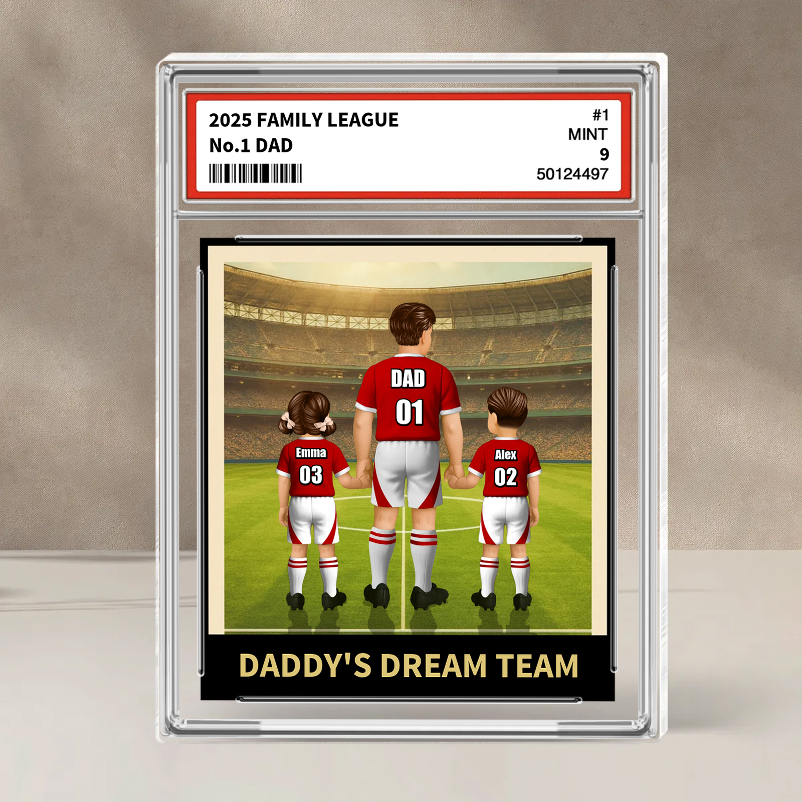 Personalized Acrylic Soccer Display  – “Daddy's Dream Team” Name Plaque for Father's Day