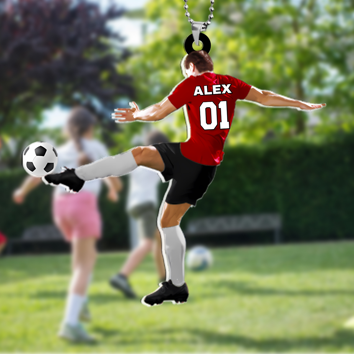 Personalized Acrylic Football Keychain with Custom Name & Number – Ideal Gift for Soccer Lovers | Jessemade 