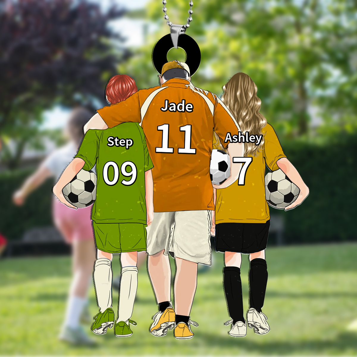 Personalized Acrylic Football Keychain for Dad with Custom Name & Number – Ideal Gift for Soccer Lovers | Jessemade 