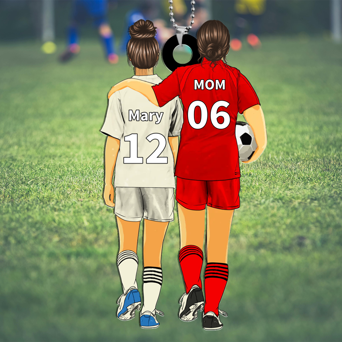 Custom Soccer Acrylic Keychain – Personalized Mom Gift with Names & Jersey Numbers – Great for Mother’s Day & Birthdays