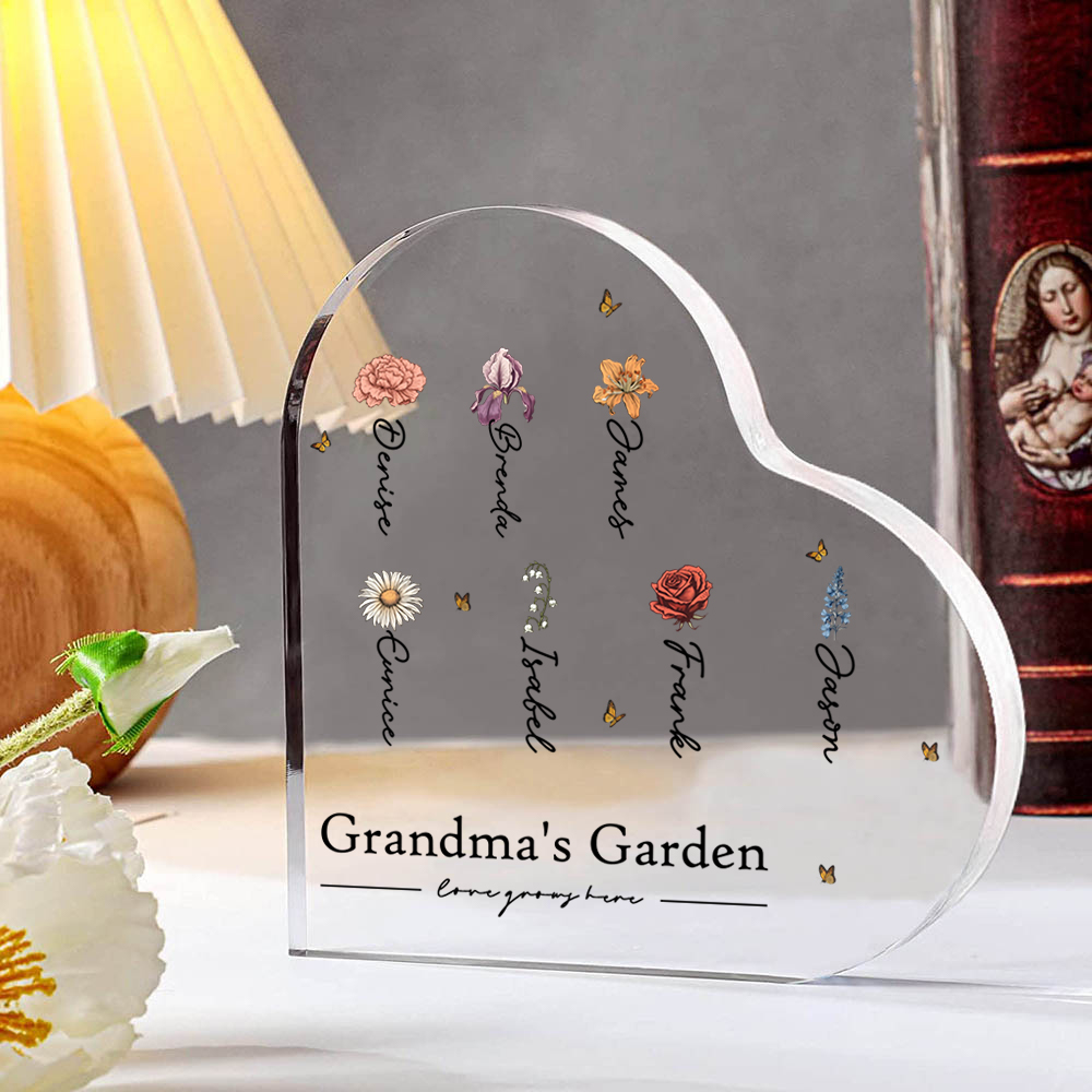 [Copy]Personalized Heart Shaped Acrylic Plaque - Bears - with 1-8 names & 1 text - Gift for Mom