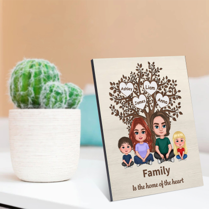 Personalized Family Tree Board Painting- 3 Customized Name, Exquisite Wooden Decorations For Mom