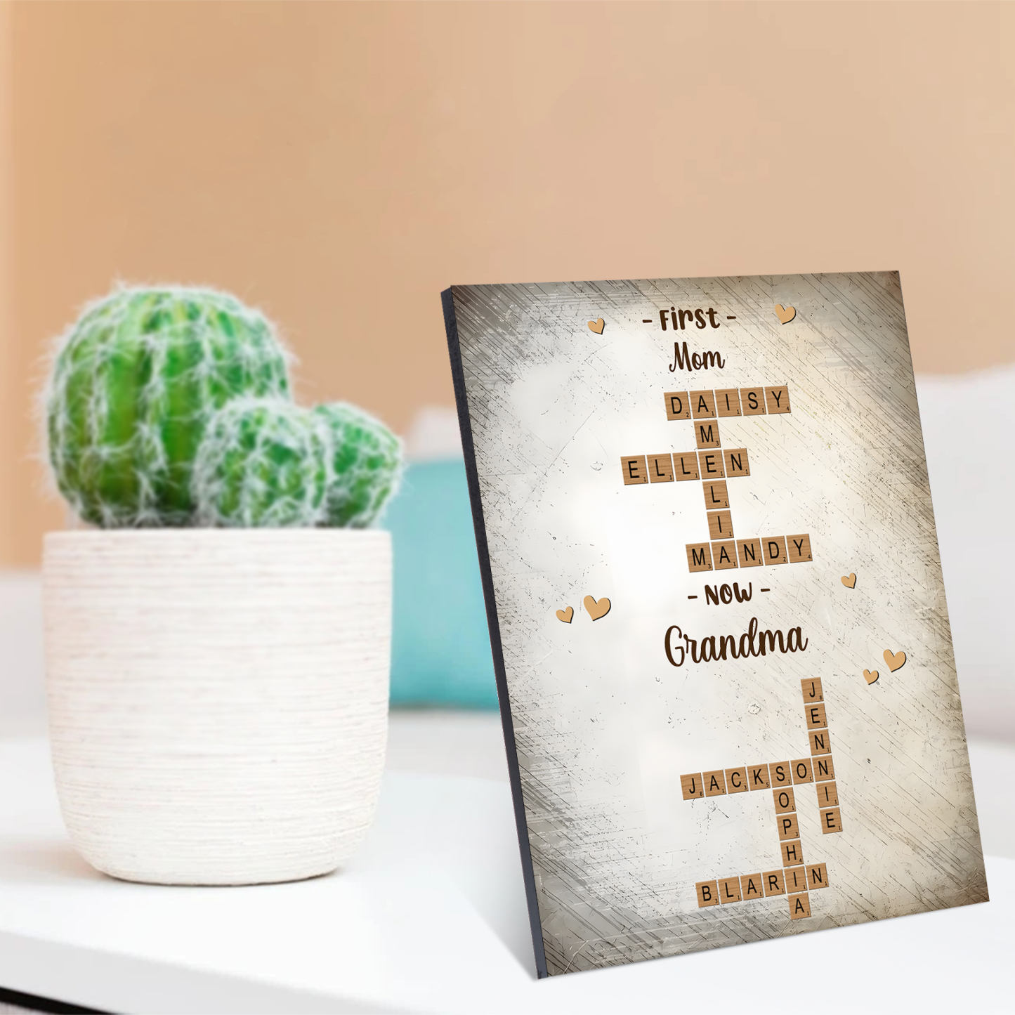 Personalized Wooden Name Crossword – Custom Word Puzzle Print for Mom - Mother’s Day