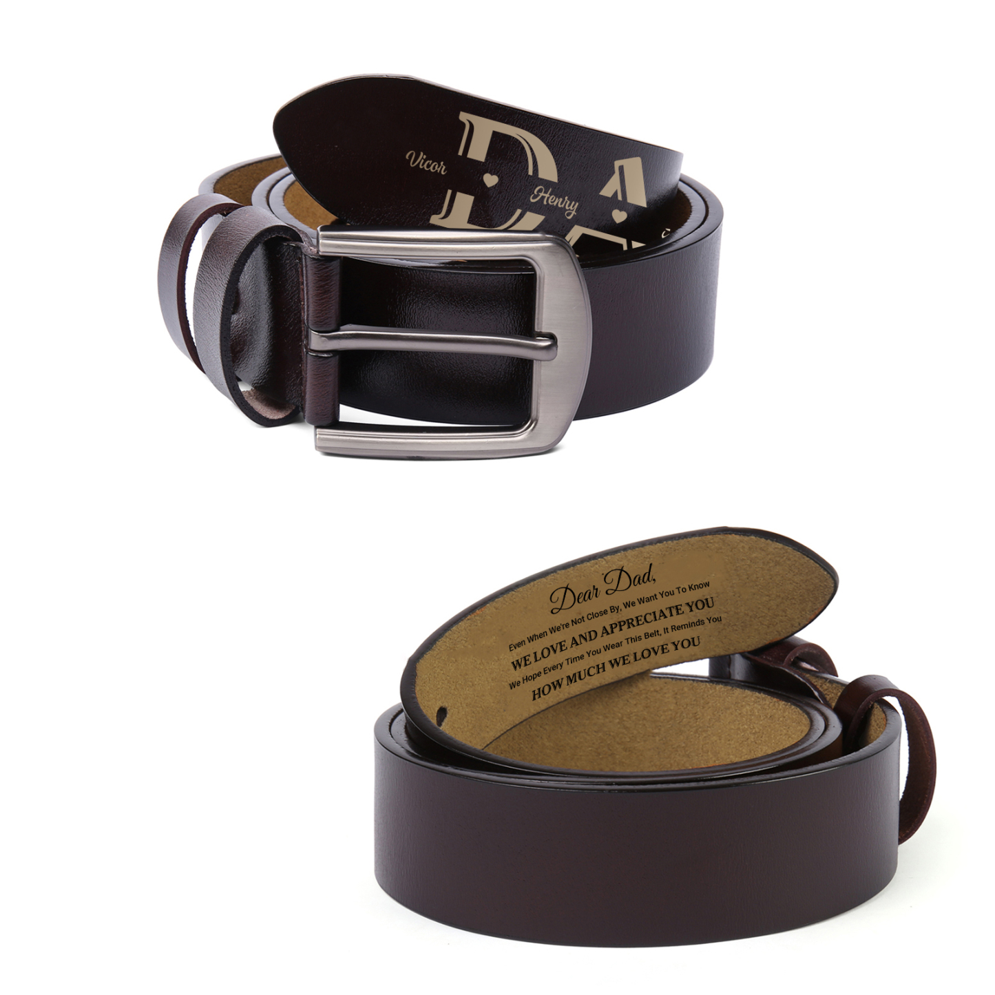 Engraved Belt for Dad - Father’s Day Personalized Leather Belt