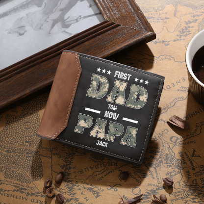 Personalized PU Leather Bifold Wallet for Father’s Day – Custom Name Option