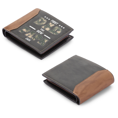 Personalized PU Leather Bifold Wallet for Father’s Day – Custom Name Option