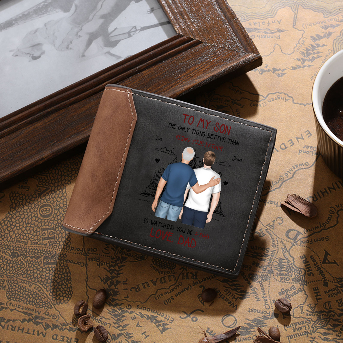Personalized wallet for Dad – “To My Son" | Father’s Day Gift from Dad - Customized in the USA & Ships in 2 Days