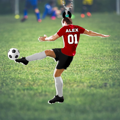 Personalized Acrylic Football Keychain with Custom Name & Number – Ideal Gift for Soccer Lovers | Jessemade 