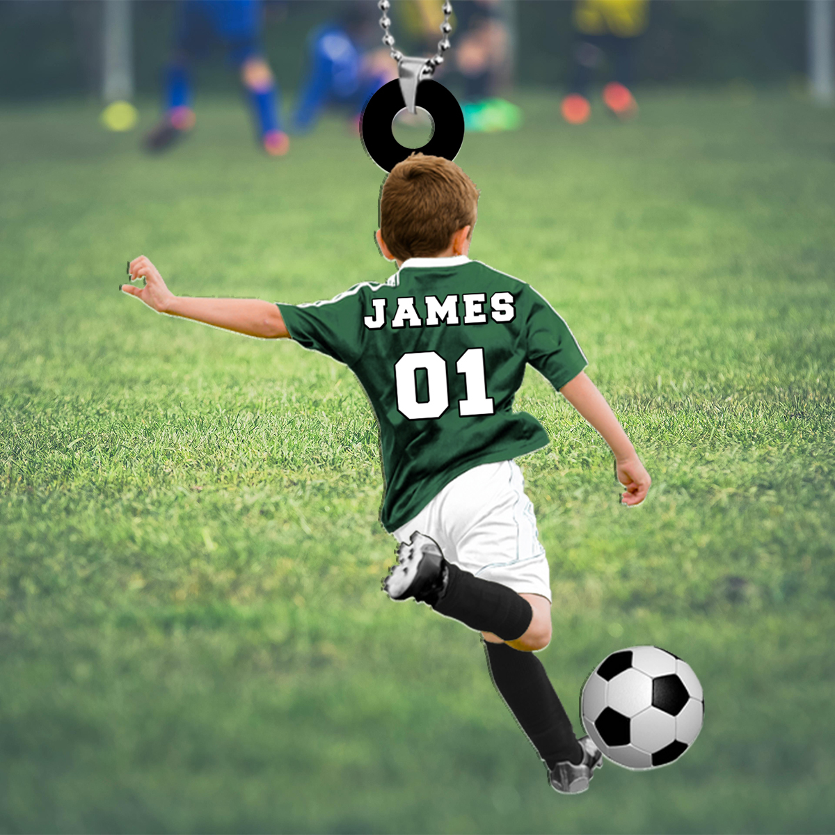 Personalized Acrylic Football Goal Keychain with Custom Name & Number – Ideal Gift for Soccer Lovers | Jessemade 