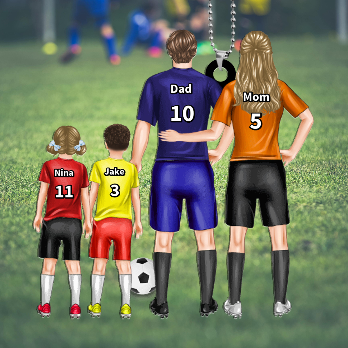 Personalized Acrylic Football Keychain for Family with Custom Name & Number – Ideal Gift for Soccer Lovers | Jessemade 