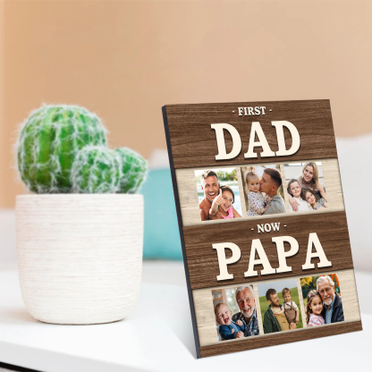 Custom Wooden Plaque for Dad or Papa, Family Photo Gift Ornaments - Wood Frame For Father's Day