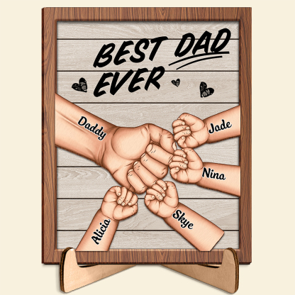 Personalized Fist Bump Name Wooden Plaque, Gift for Dad - Wooden Gaming Dad Name Art Frame For Father