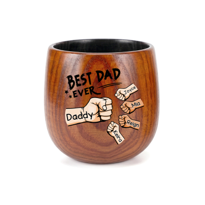 Personalized Wooden Whiskey Cup Custom with 2-6 Fist Bumps and Names