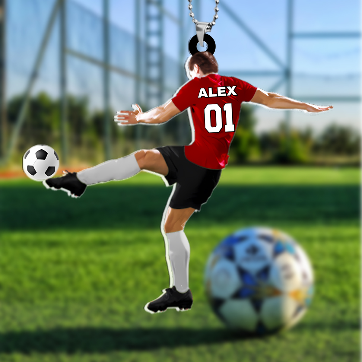 Personalized Acrylic Football Keychain with Custom Name & Number – Ideal Gift for Soccer Lovers | Jessemade 