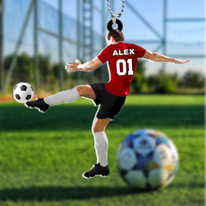 Personalized Acrylic Football Keychain with Custom Name & Number – Ideal Gift for Soccer Lovers | Jessemade 