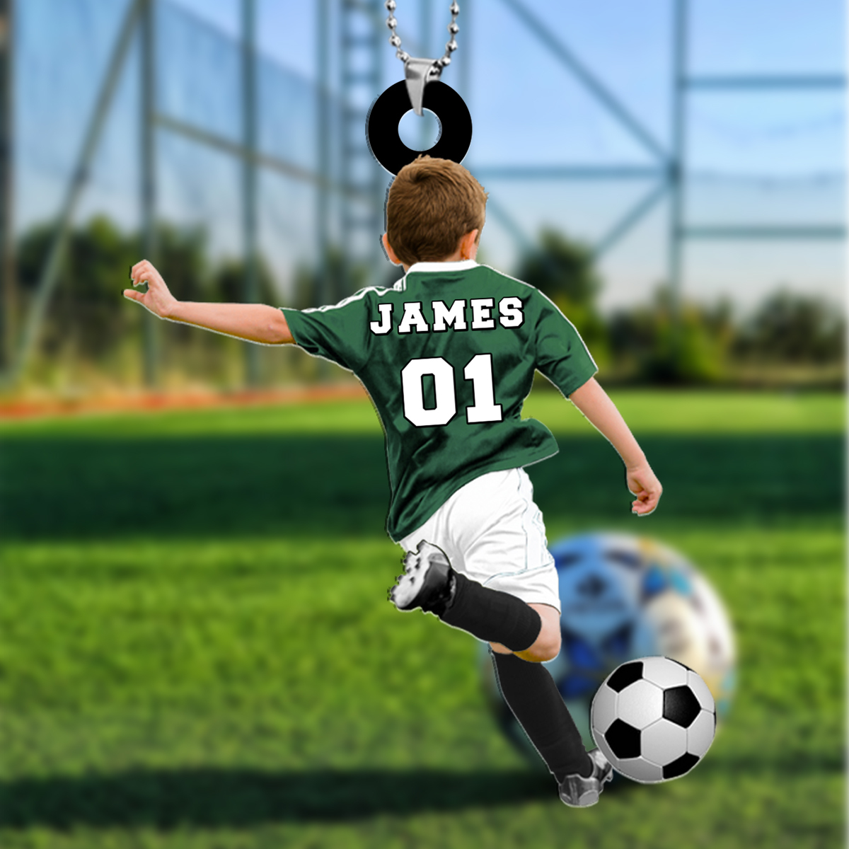 Personalized Acrylic Football Goal Keychain with Custom Name & Number – Ideal Gift for Soccer Lovers | Jessemade 