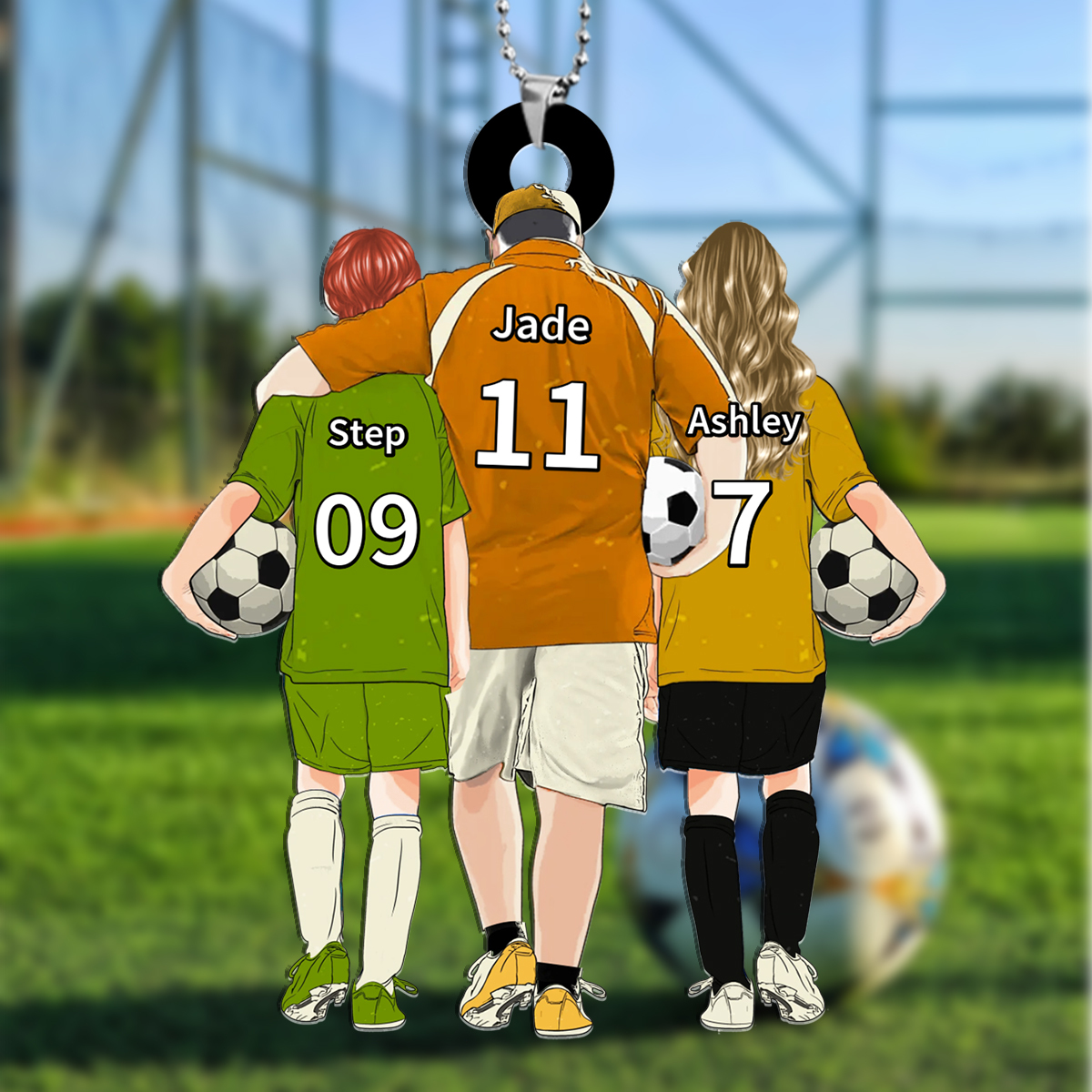 Personalized Acrylic Football Keychain for Dad with Custom Name & Number – Ideal Gift for Soccer Lovers | Jessemade 