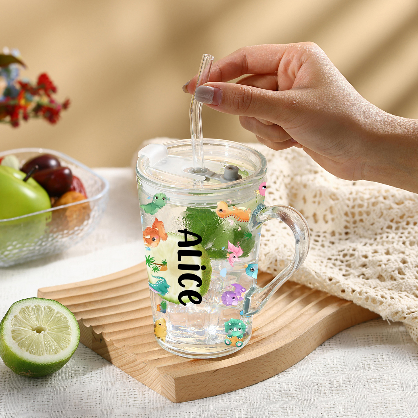 Personalized Cartoon Dinosaur Name Cup – Custom Back-to-School Mug with Name & Style