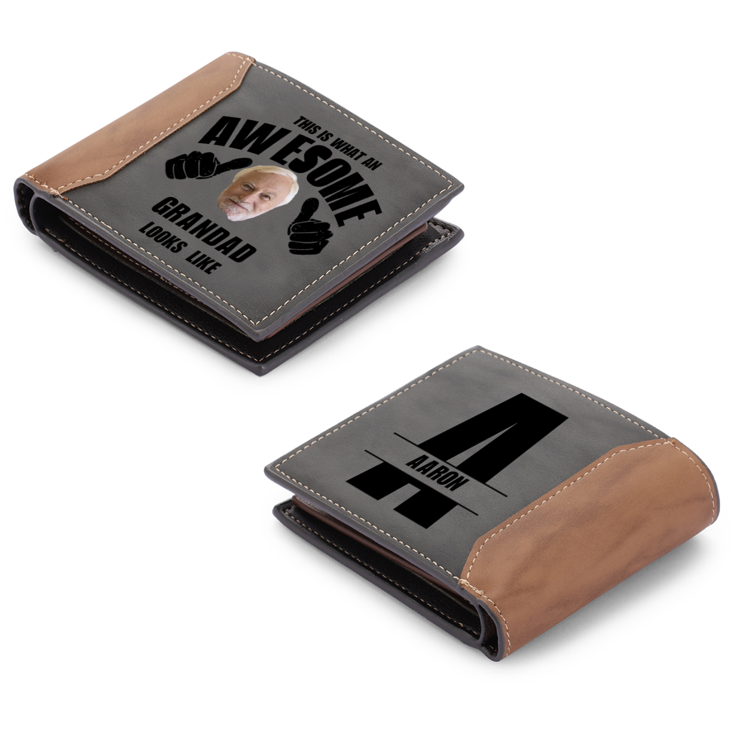 Personalised Men's Wallet with Custom Photo & Name & Letter PU Leather Wallet with Gift Box Couple Gift for Him | Jessemade