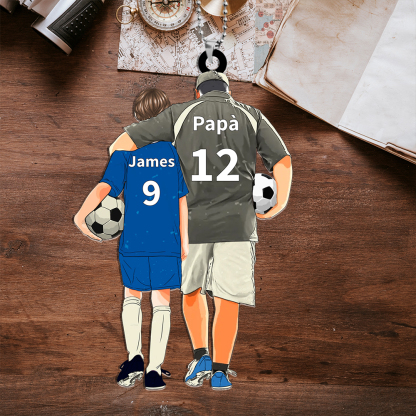 Personalised Acrylic Ornament – Custom Father & Child Design, Football-Themed Gift for Family | Jessemade