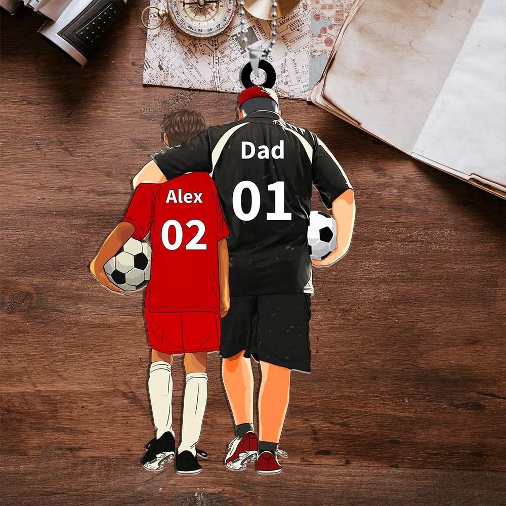 Personalised Acrylic Ornament – Custom Father & Child Design, Football-Themed Gift for Family | Jessemade