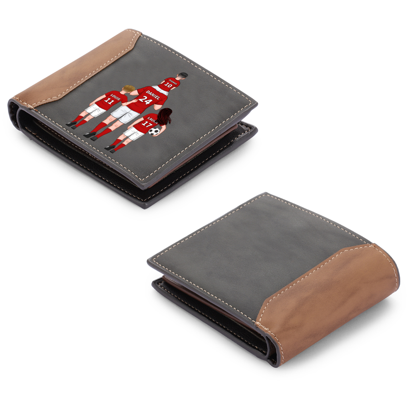 Personalised Men's Wallet - Customised with 2–9 Figures, Names and Outfit Numbers, Father and Child Design, Valentine’s Day Gift for Him | Jessemade