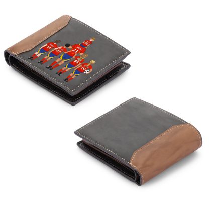 Personalised Men's Wallet - Customised with 2–9 Figures, Names and Outfit Numbers, Father and Child Design, Valentine’s Day Gift for Him | Jessemade