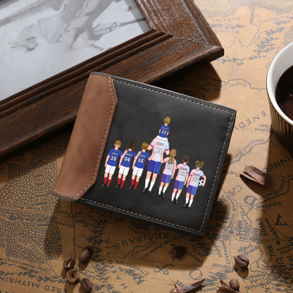 Personalised Men's Wallet - Customised with 2–9 Figures, Names and Outfit Numbers, Father and Child Design, Valentine’s Day Gift for Him | Jessemade