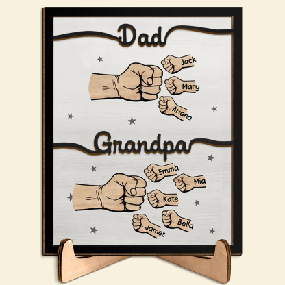 2-12 Names Personalized Fist Bump Wooden Ornaments Gift for Grandad/Dad