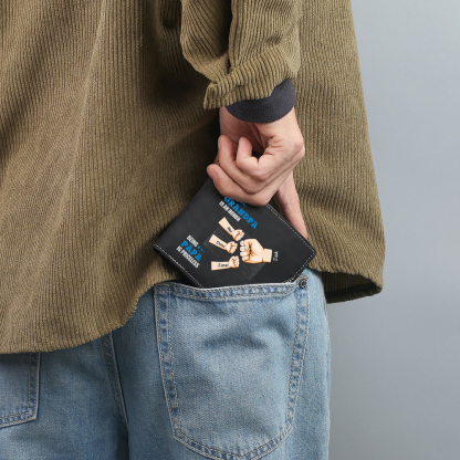 Personalized Black Wallet - Fists for Dad/Grandpa | Jessemade