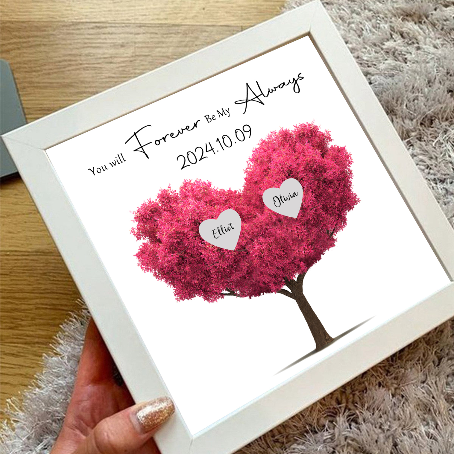 Personalized Love Tree Plastic Photo Frame with 2 Names & Date – Valentine's Gift for Couple | Jessemade