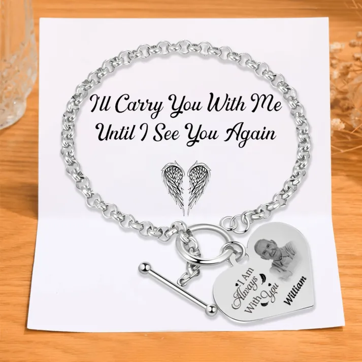 Personalized Memorial Bracelet with Custom Name and Photo I Am Always With You Gift Set for Family | Jessemade