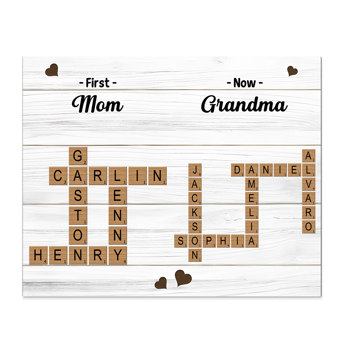 Personalized Wooden Plaque Crossword Family Keepsake Gift for Grandma | Jessemade