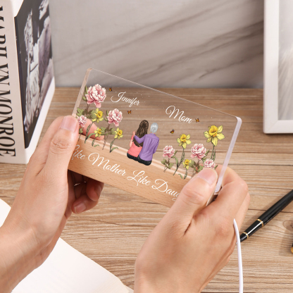 To My Mom -  LED Light with Personalized Names, Birth Flowers & Outfits - Meaningful Mother’s Day Gift 