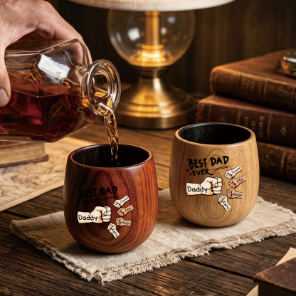 Personalized Wooden Whiskey Cup Custom with 2-6 Fist Bumps and Names