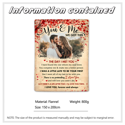 Personalised Couple Blanket -  Custom 2 Names & Photo Design - "You & Me, We Got This" - Valentine’s Day Gift for Him/Her | Jessemade